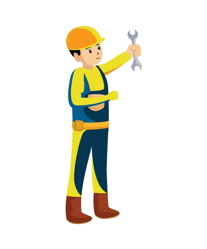 Labor Day. Vector illustration of builders, construction site, workers and work for poster, background or greeting card