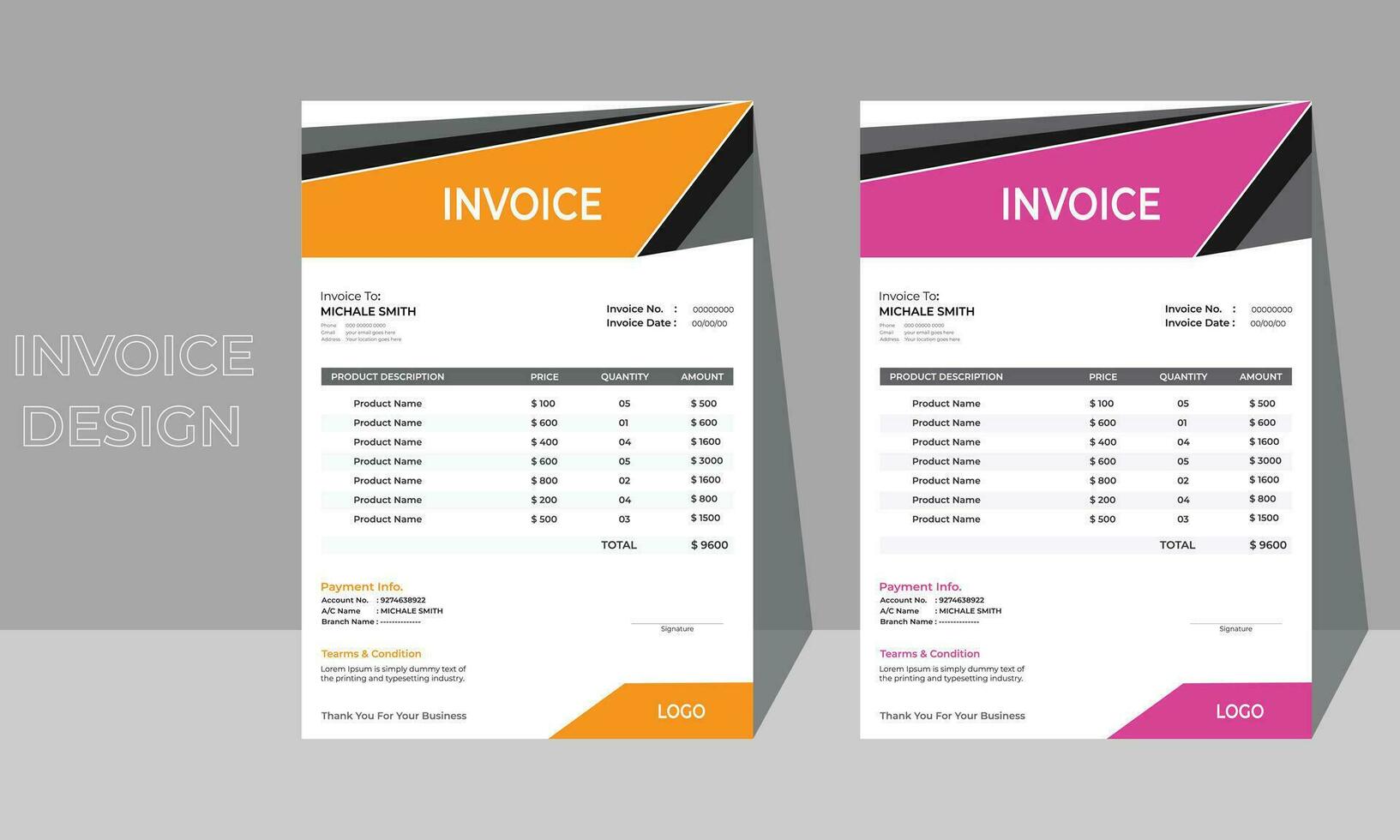 Invoice Layout with vector format