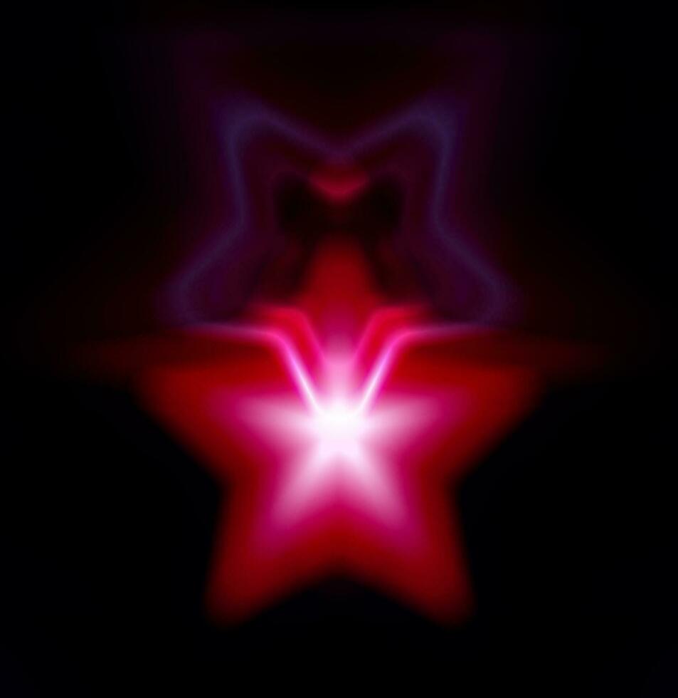 rojo resumen estrella ilustración con neón estilo en oscuro. vector