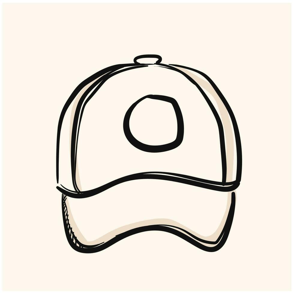 Sport hat icon in doodle sketch lines. vector