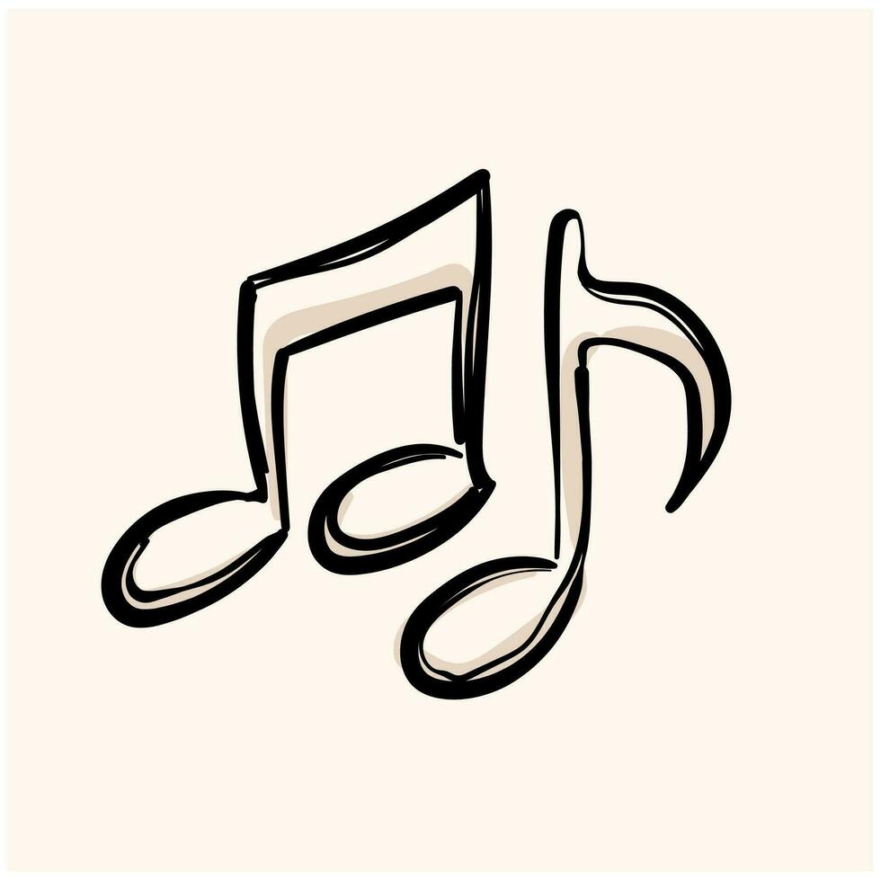 Music notes icon in doodle sketch lines. Musical sheets sign crotchets quaver vector