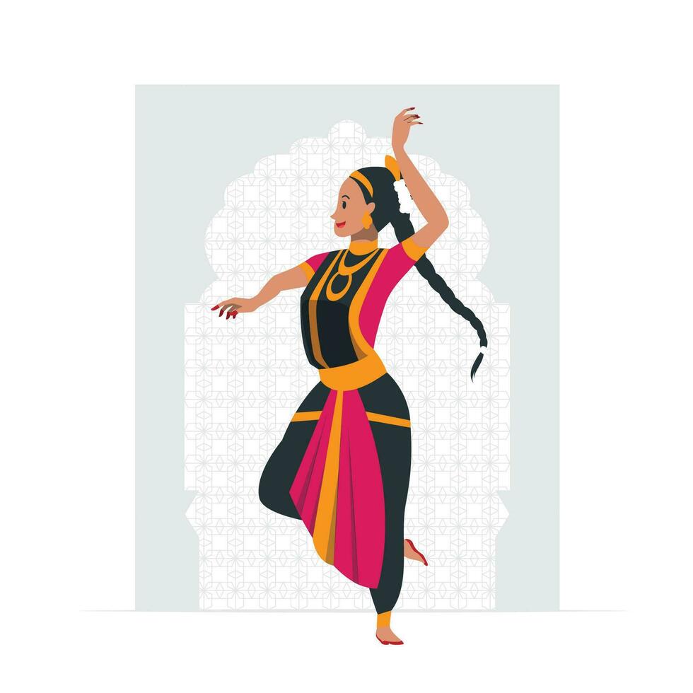 estampadoindio clásico bailarín, bharatnatyam, Kathakali bailarín vector