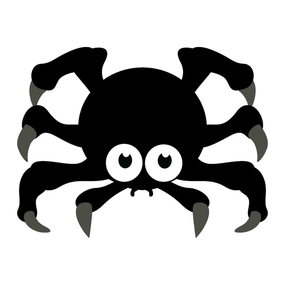 Flat black Spider. Vector cartooon insect icon.