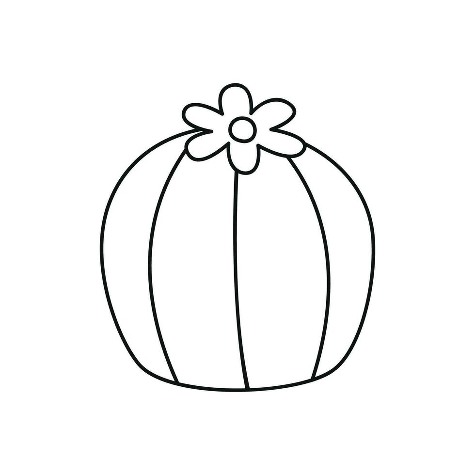 Hand drawn linear vector illustration of a cactus