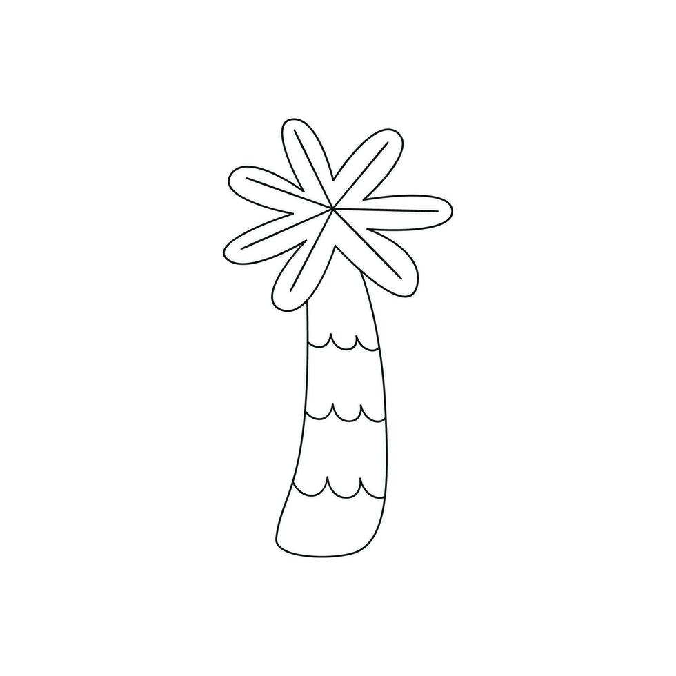 Hand drawn linear vector illustration of a palm tree