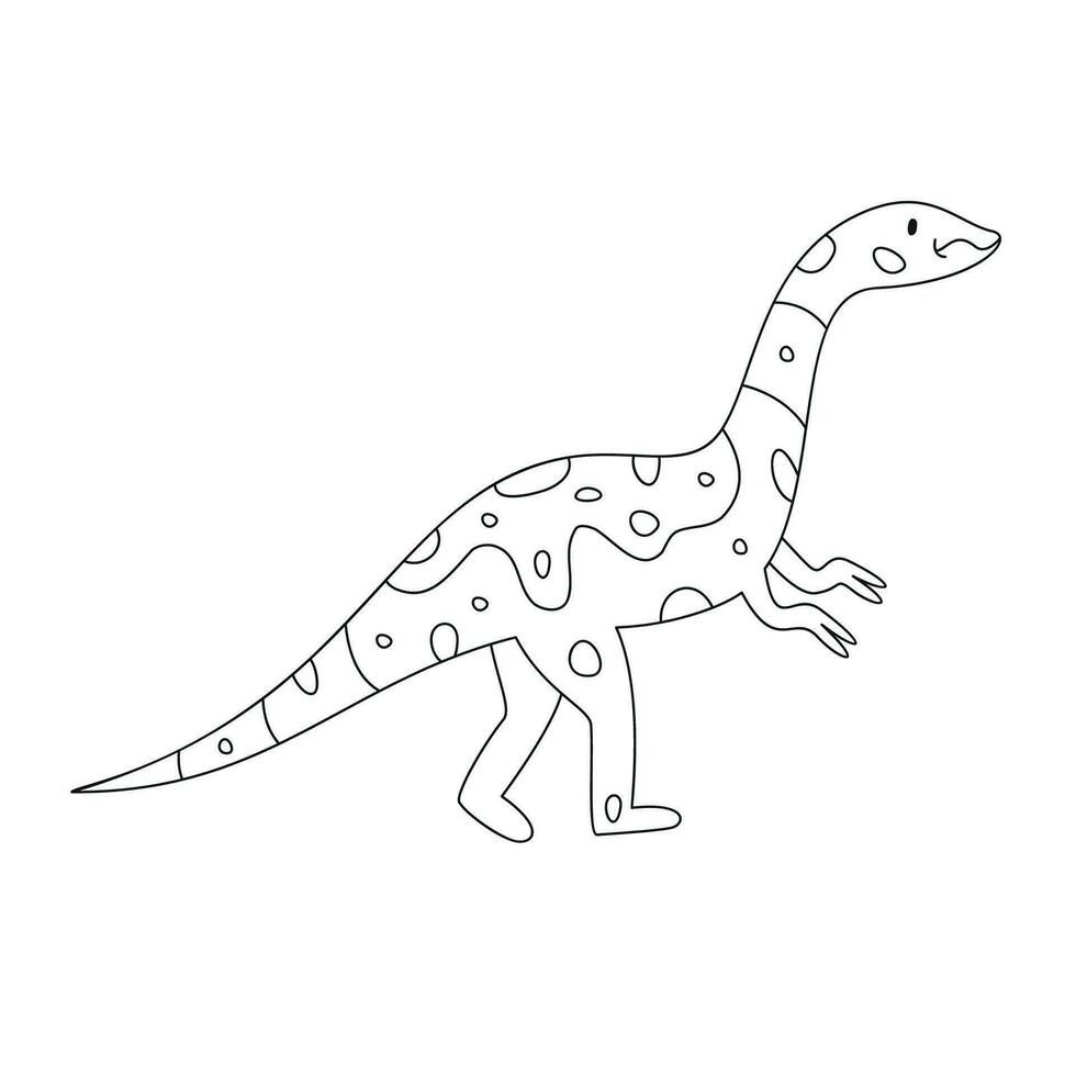 Hand drawn linear vector illustration of plateosaurus dinosaur
