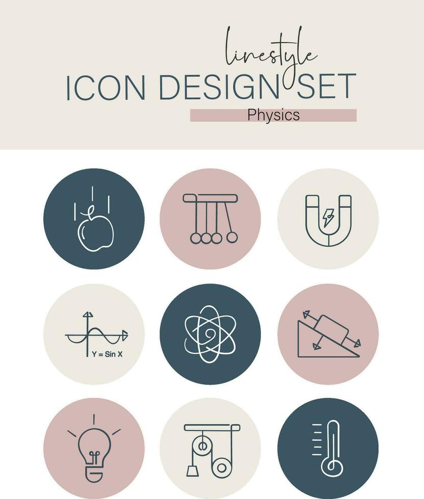Linestyle Icon Design Set Physics vector