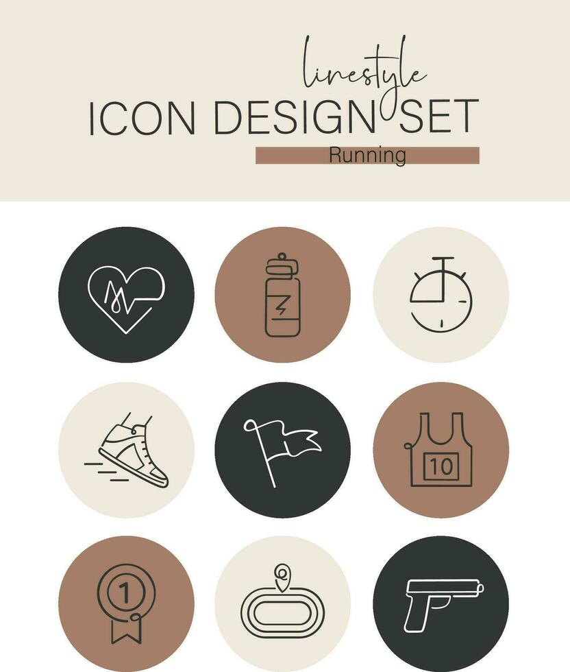 Linestyle Icon Design Set Running vector