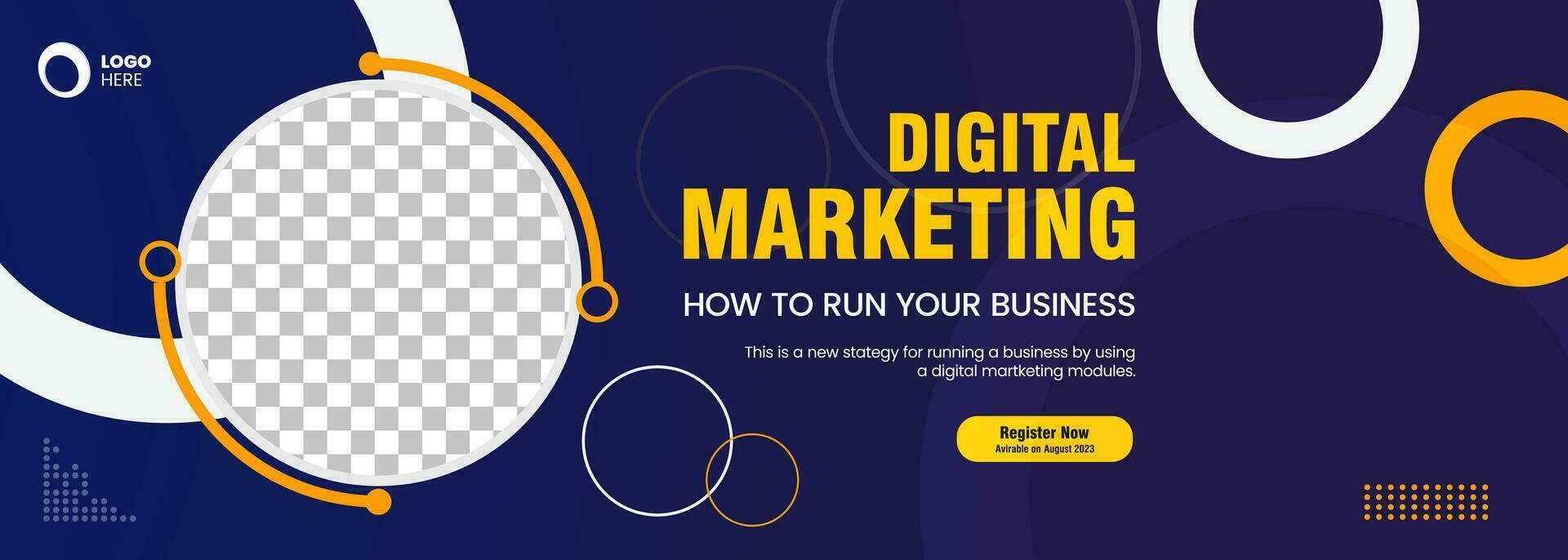 Dark purple curve banner design, used for Digital Marketing concepts, vector banner templates for presentation, website UI, business objects