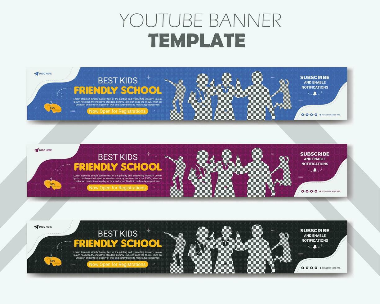 Kids School Admission social media banner design or thumbnail template vector