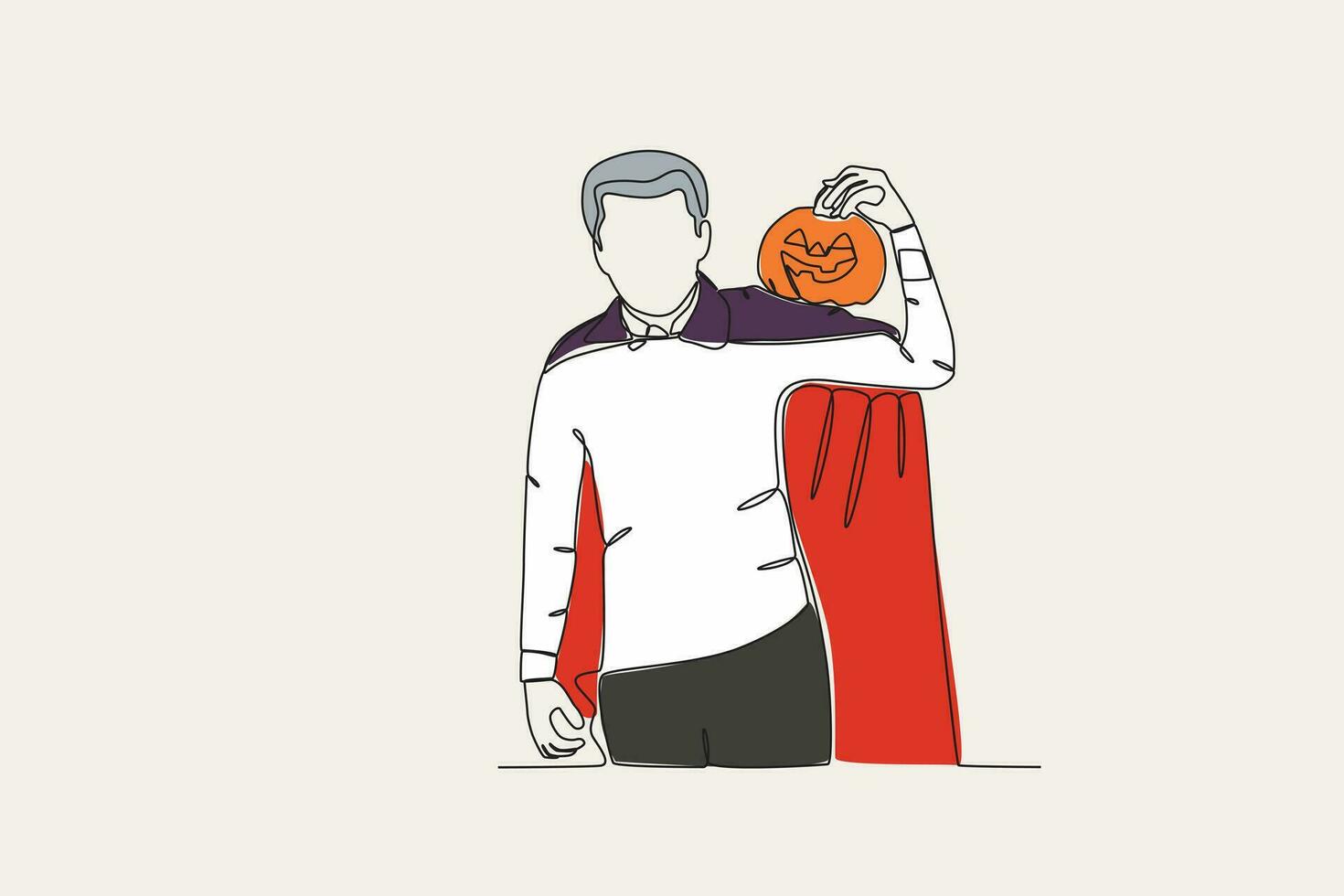 Colored illustration of a man wearing a scary costume vector