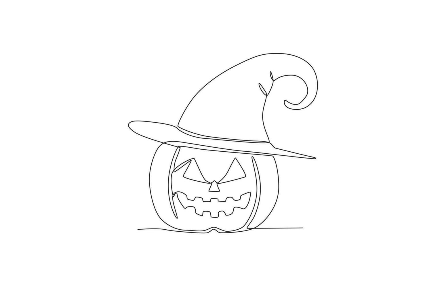 A creepy pumpkin wearing a hat vector