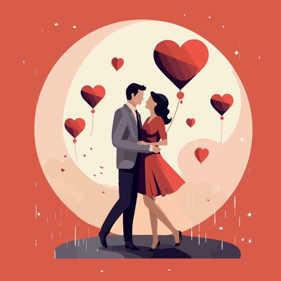 A couple in love valentine's day special flat vector illustration
