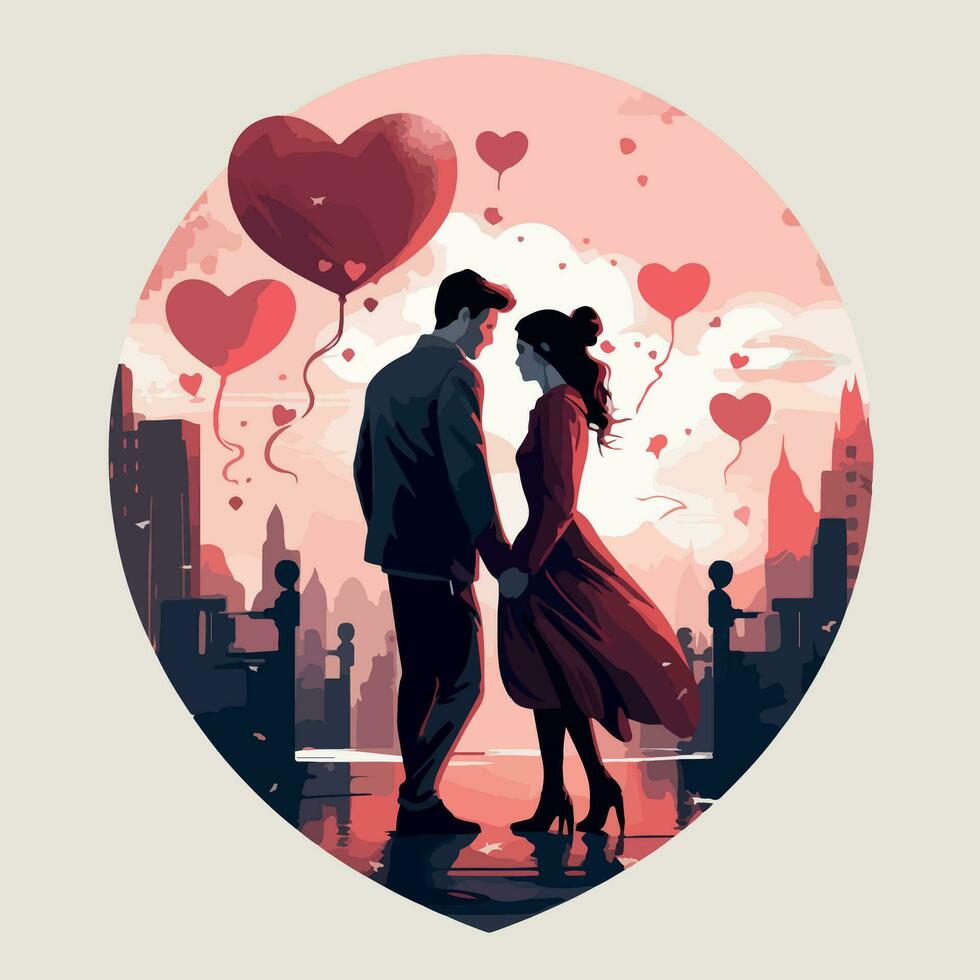 A couple in love valentine's day special flat vector illustration