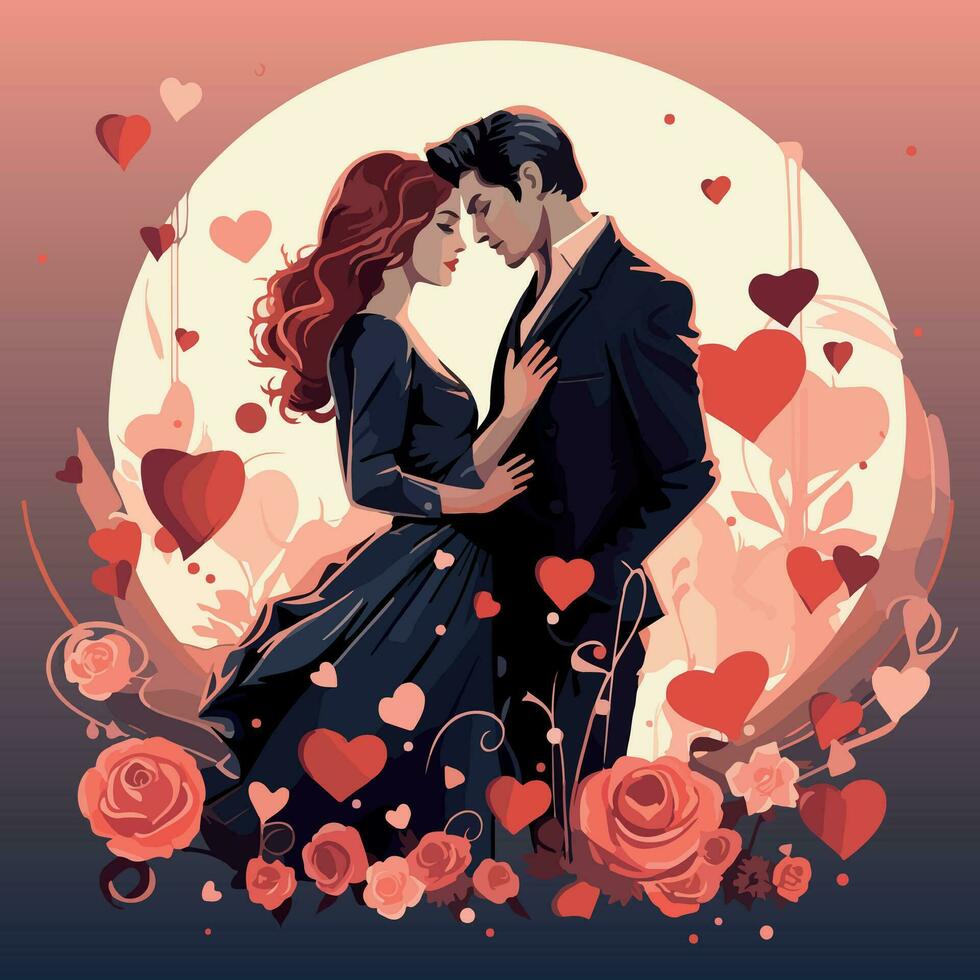 A couple in love valentine's day special flat vector illustration