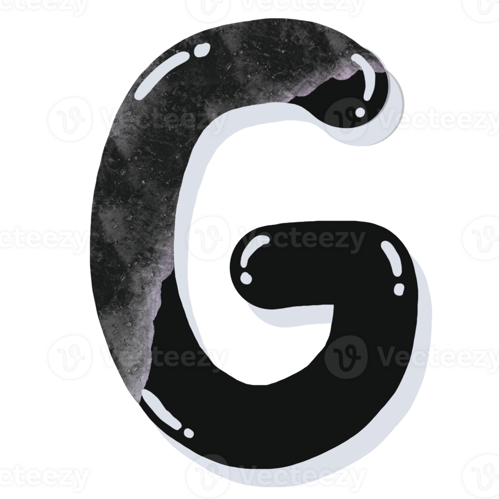 Hand drawn monochrome water drop font png