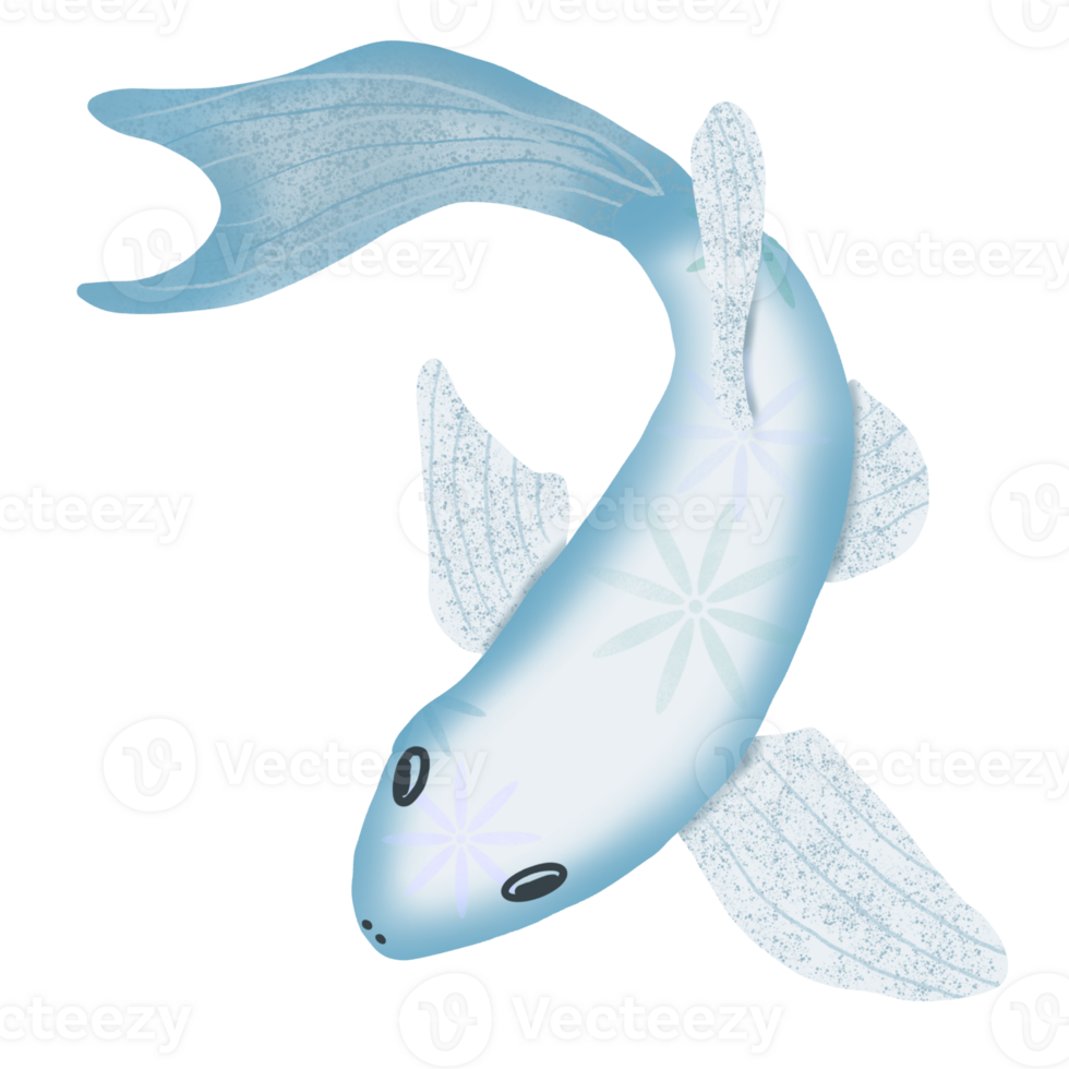 koi blauw bloem patroon png