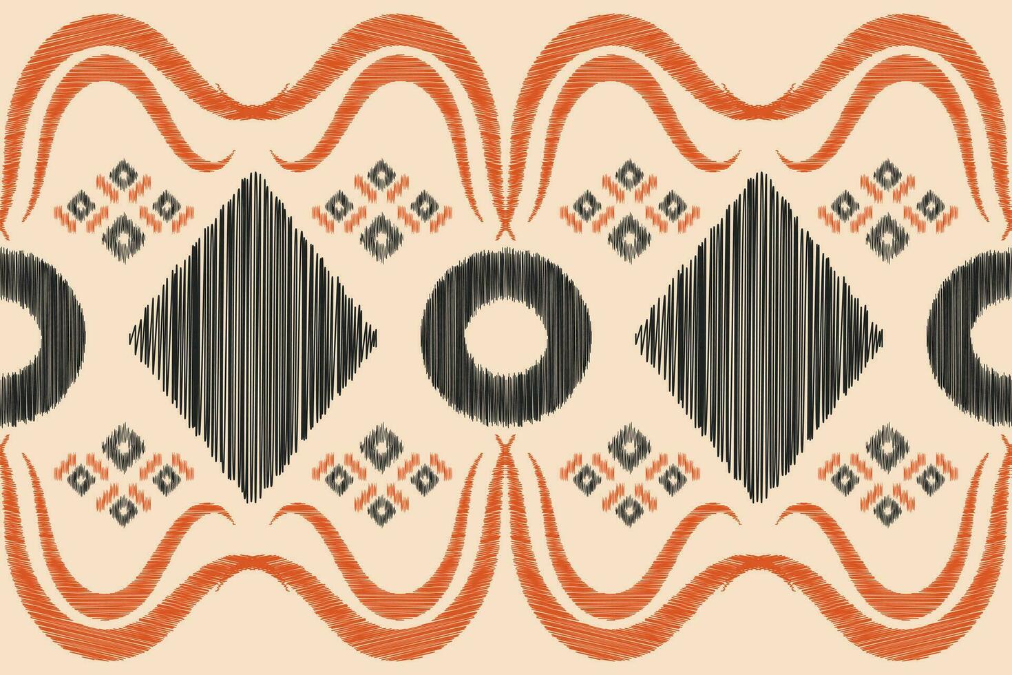 Ethnic Ikat fabric pattern geometric style.African Ikat embroidery Ethnic oriental pattern brown cream background. Abstract,vector,illustration.Texture,clothing,frame,decoration,carpet,motif. vector