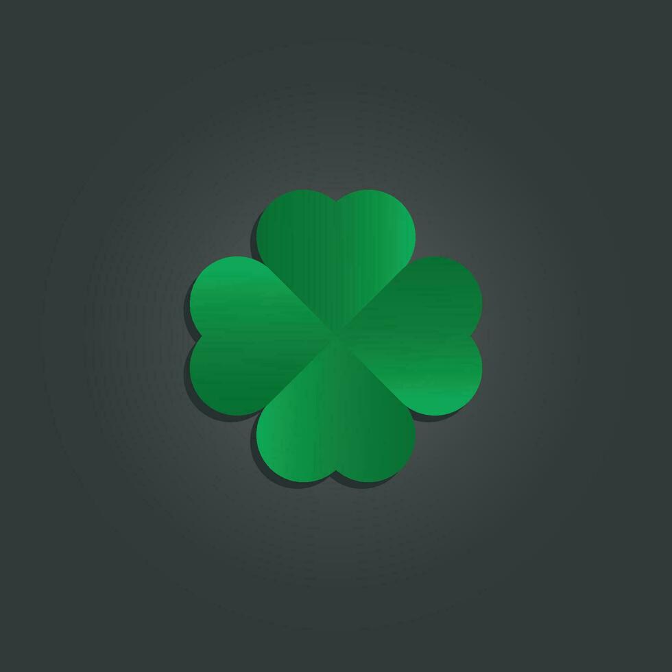 Clover with four petals. Clover sign on black background. Vector illustration