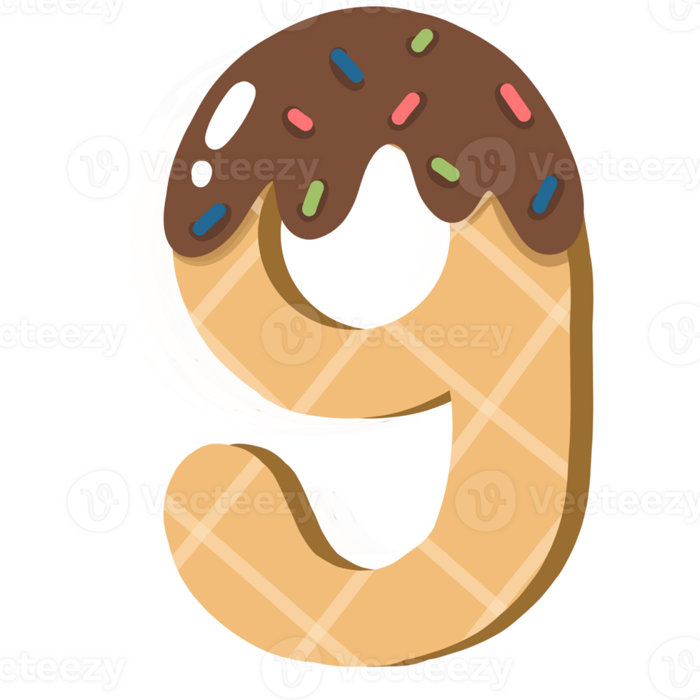 Ice cream number waffle png
