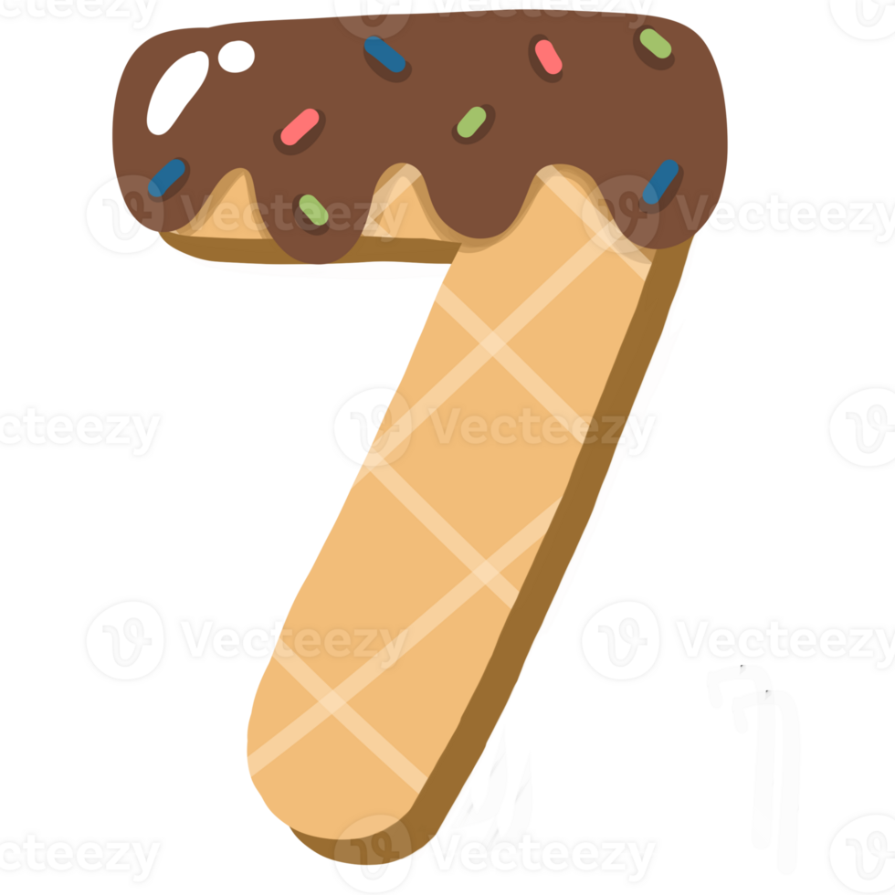 Ice cream number waffle png