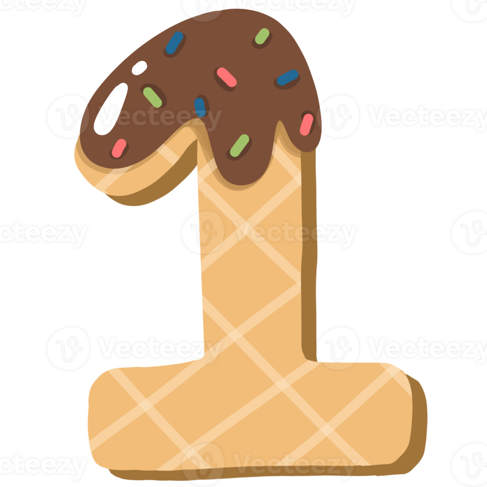 Ice cream number waffle png
