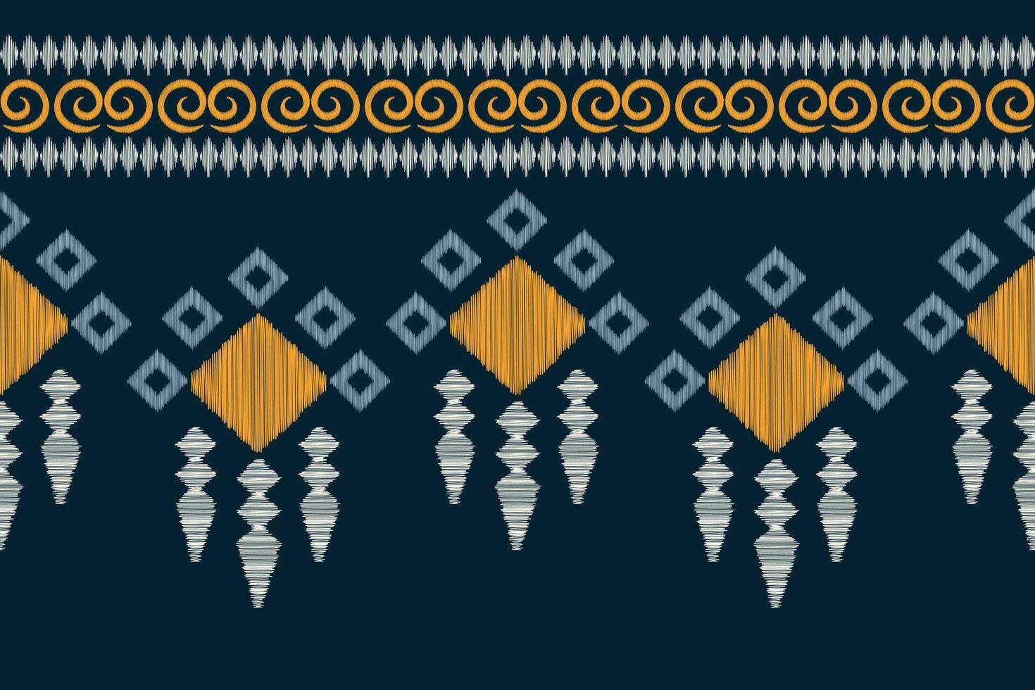 Ethnic Ikat fabric pattern geometric style.African Ikat embroidery Ethnic oriental pattern blue background. Abstract,vector,illustration.Texture,clothing,frame,decoration,carpet,motif. vector
