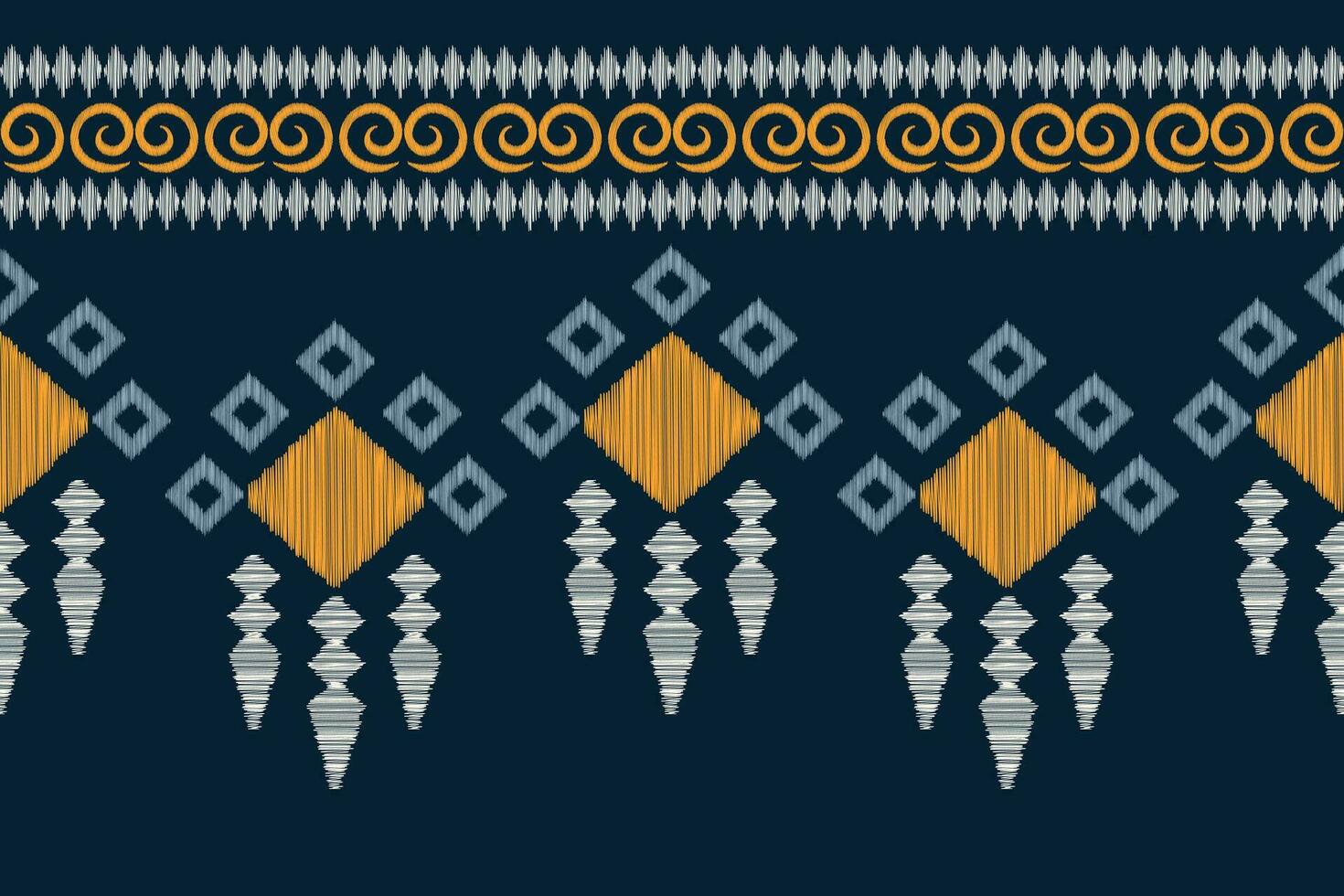 Ethnic Ikat fabric pattern geometric style.African Ikat embroidery Ethnic oriental pattern blue background. Abstract,vector,illustration.Texture,clothing,frame,decoration,carpet,motif. vector