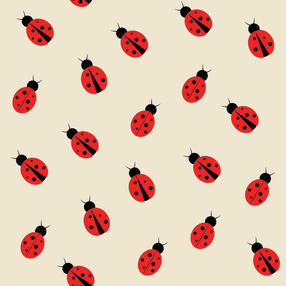 Cute ladybug, seamless pattern, background, vector illustration