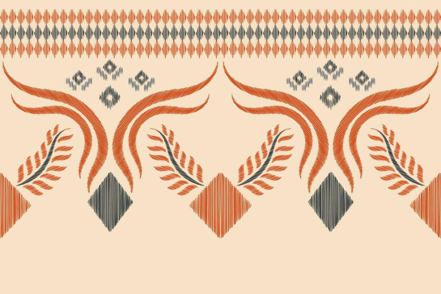 Ethnic Ikat fabric pattern geometric style.African Ikat embroidery Ethnic oriental pattern brown cream background. Abstract,vector,illustration.Texture,clothing,frame,decoration,carpet,motif. vector