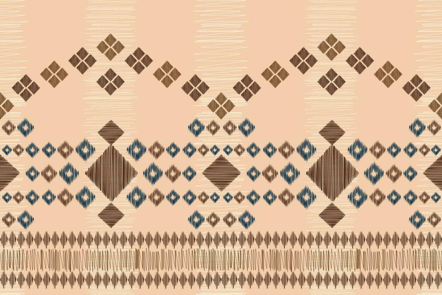 Ethnic Ikat fabric pattern geometric style.African Ikat embroidery Ethnic oriental pattern brown cream background. Abstract,vector,illustration.Texture,clothing,frame,decoration,carpet,motif. vector