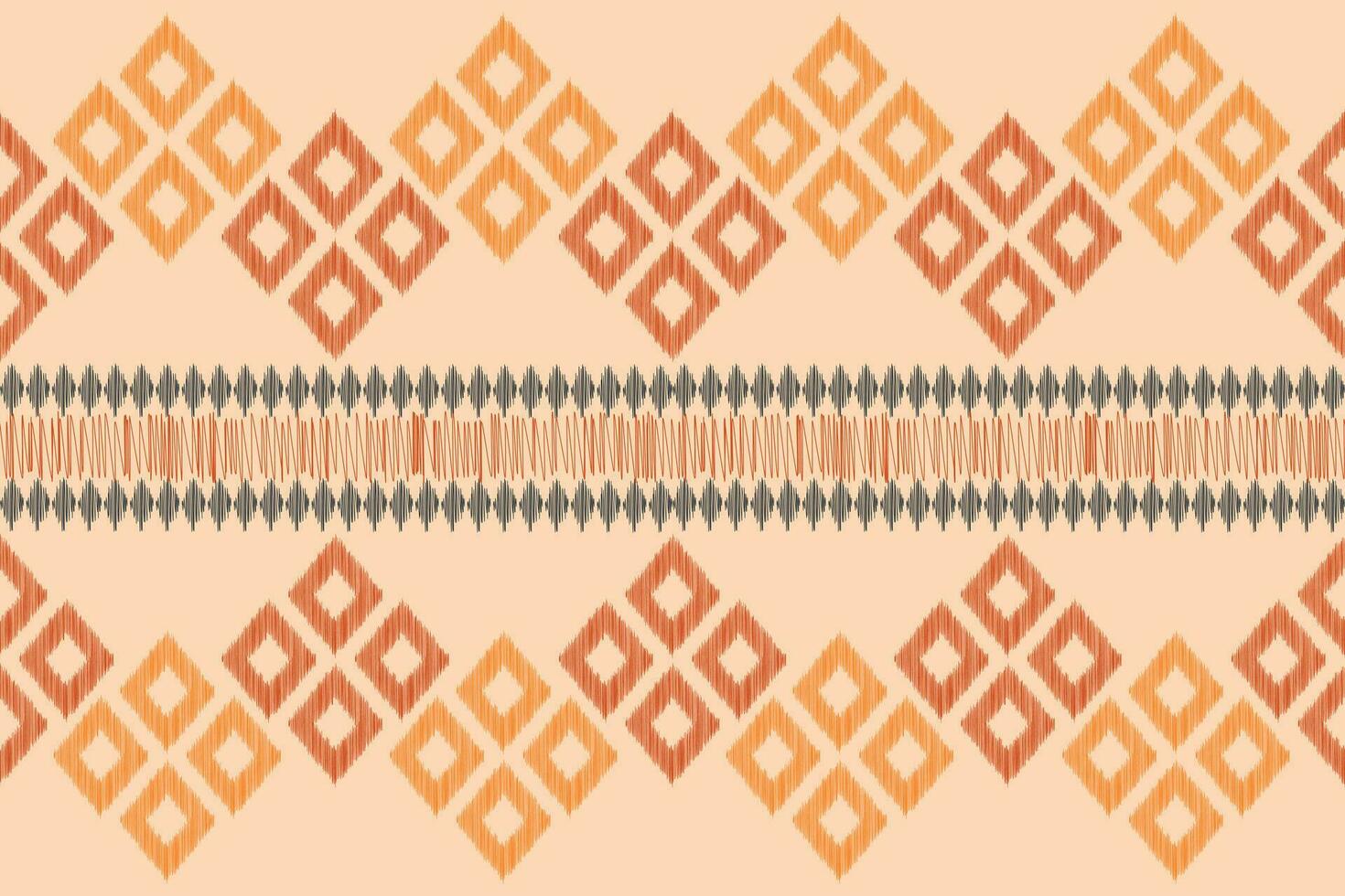 Ethnic Ikat fabric pattern geometric style.African Ikat embroidery Ethnic oriental pattern brown cream background. Abstract,vector,illustration.Texture,clothing,frame,decoration,carpet,motif. vector