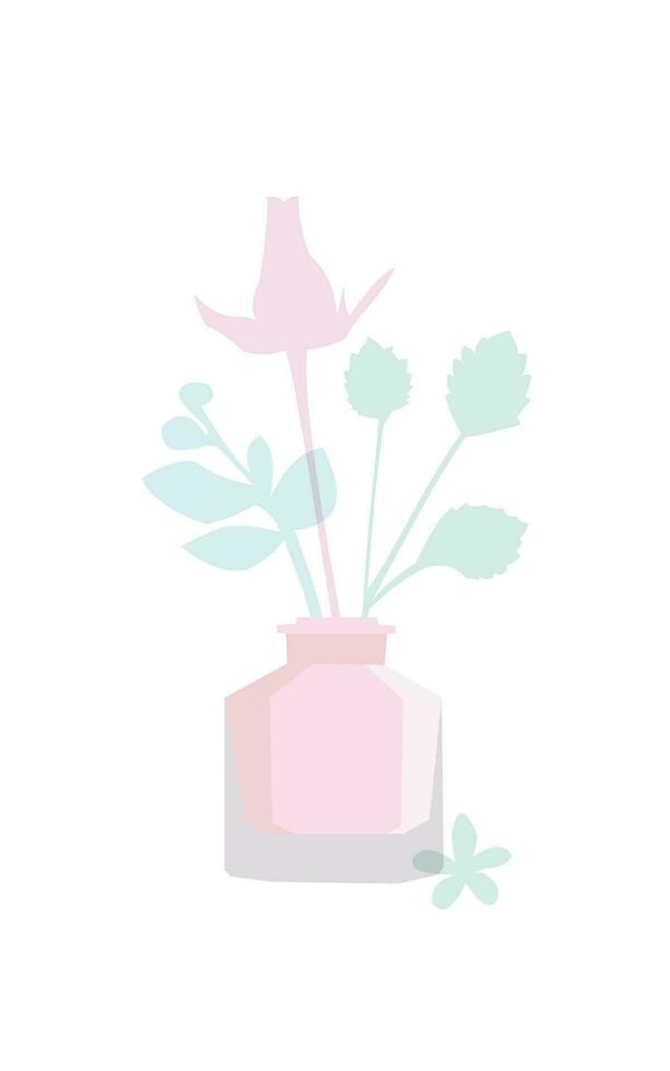 perfume vector illustration, flowers in a bottle, simple flower shapes