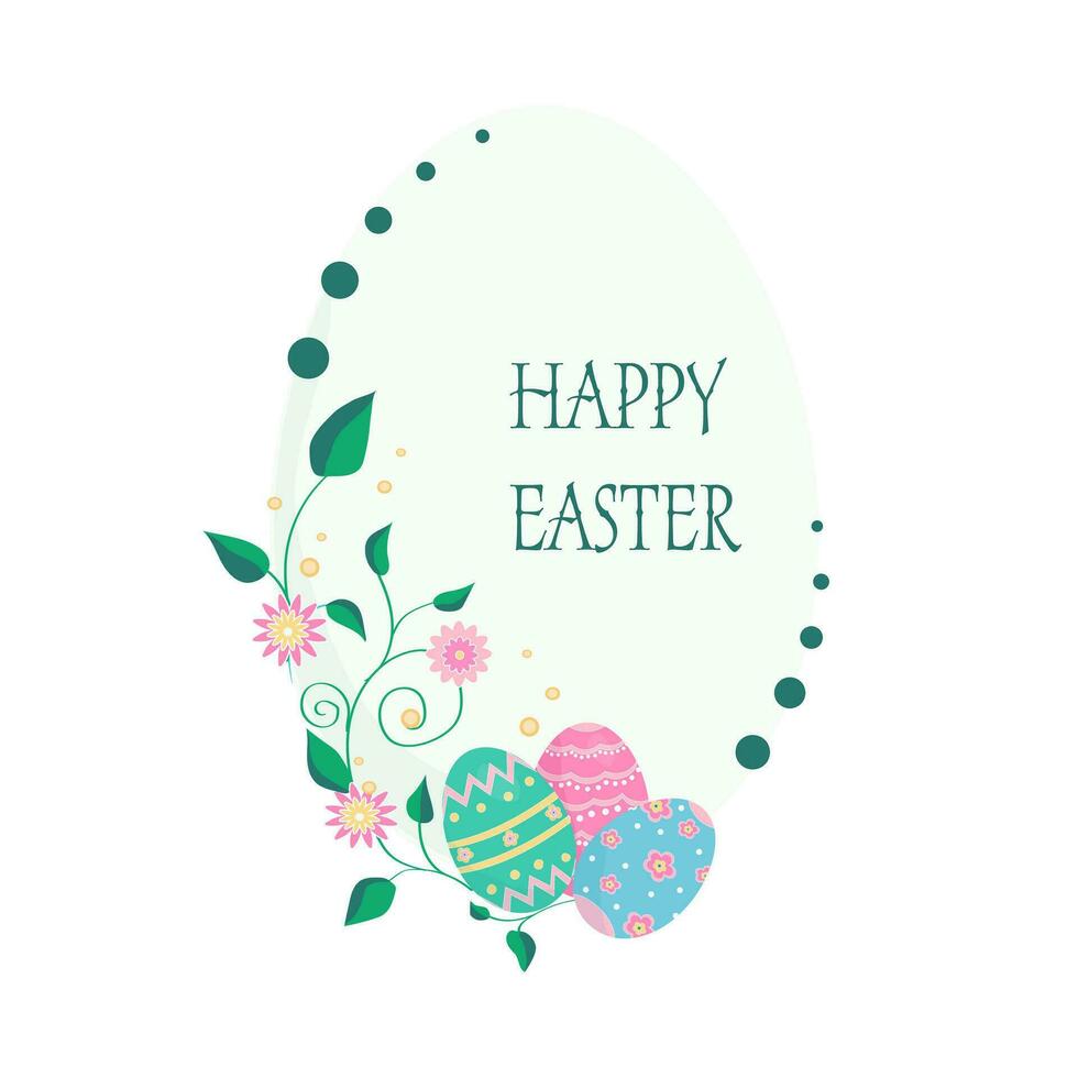 Pascua de Resurrección huevo con flores y hojas vector ilustración
