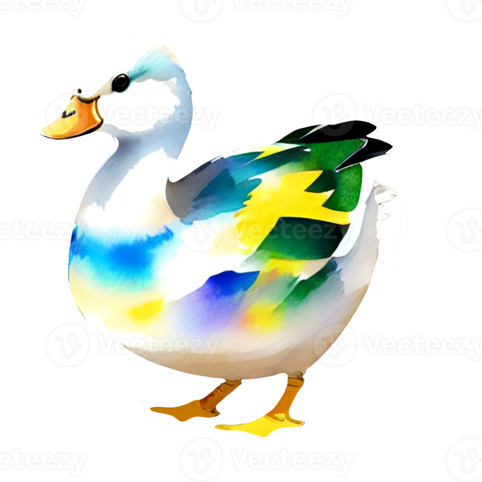 Watercolor Green Duck png