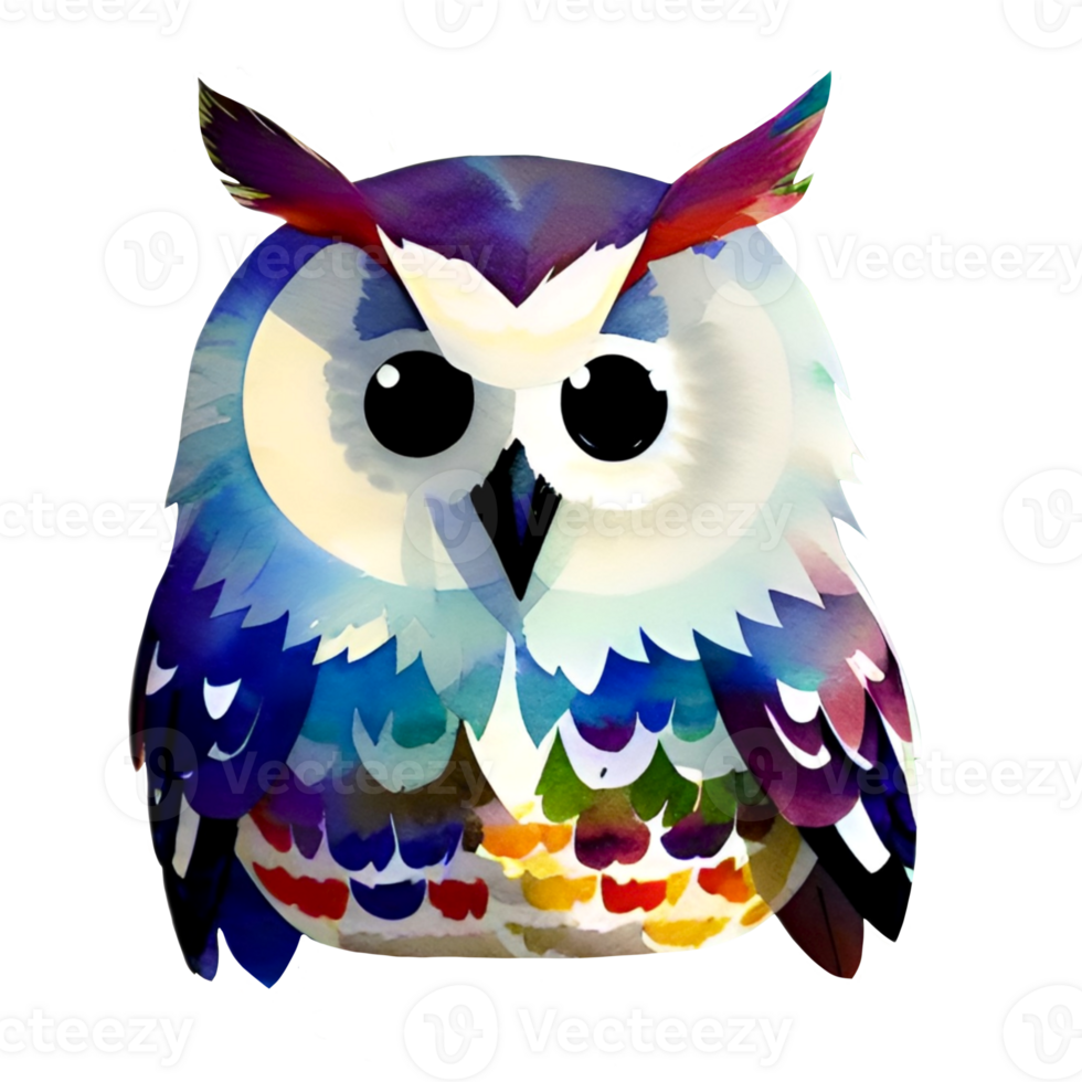 Watercolor Colorful Owl png