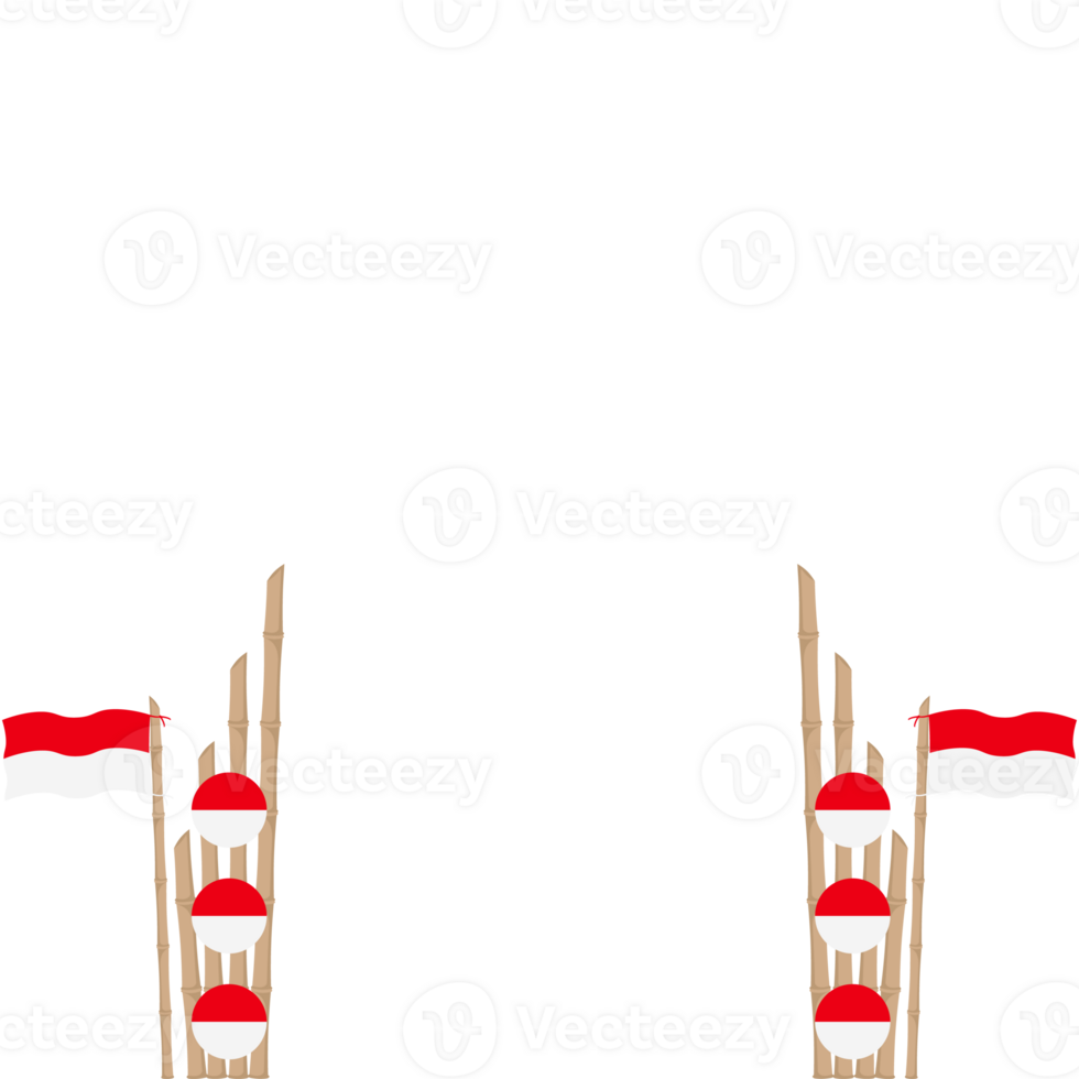 the bamboo gate is decorated with fluttering red and white flag ornaments png