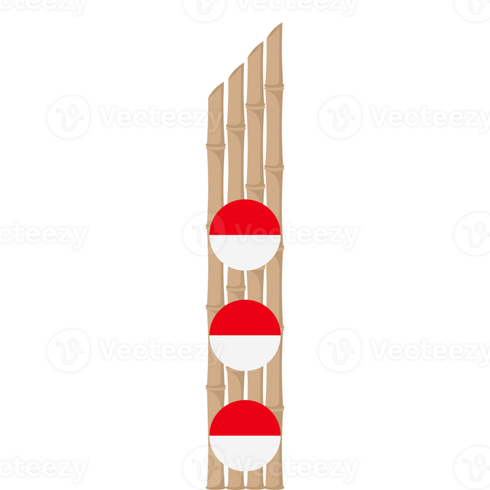 the bamboo gate is decorated with fluttering red and white flag ornaments png