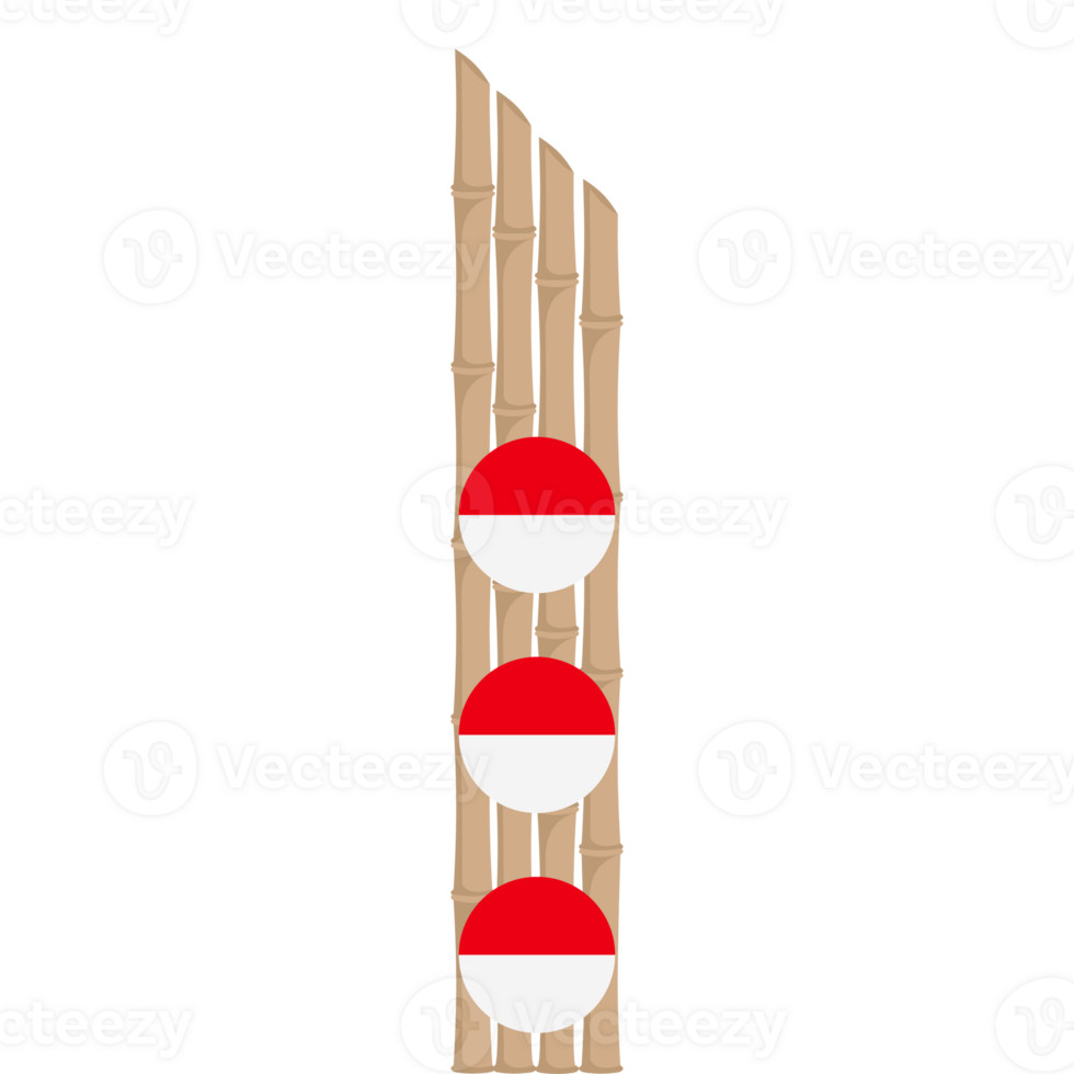 the bamboo gate is decorated with fluttering red and white flag ornaments png