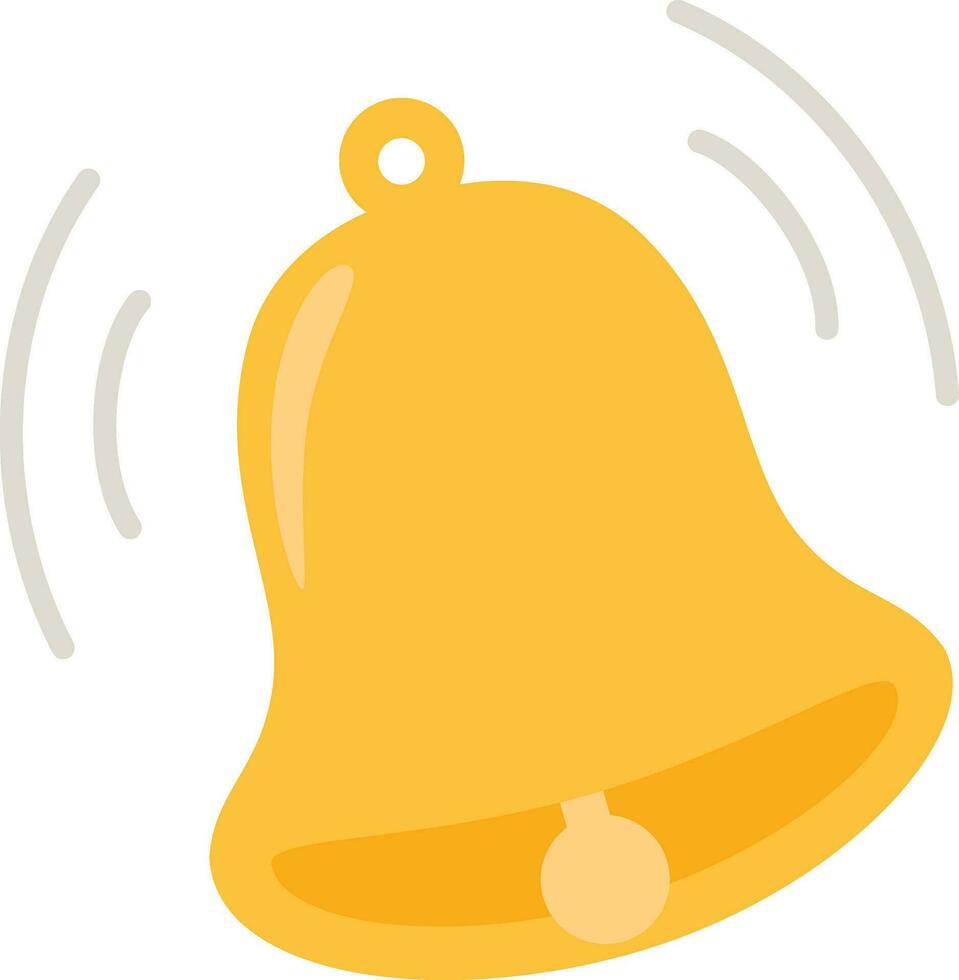 Notification bell icon. The golden alert bell is shaking. vector