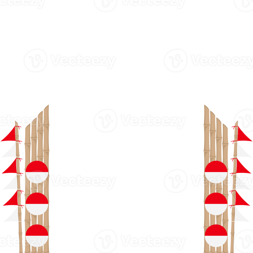 the bamboo gate is decorated with fluttering red and white flag ornaments png