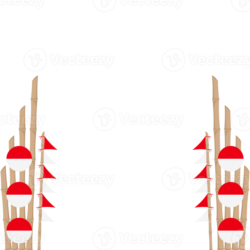 the bamboo gate is decorated with fluttering red and white flag ornaments png
