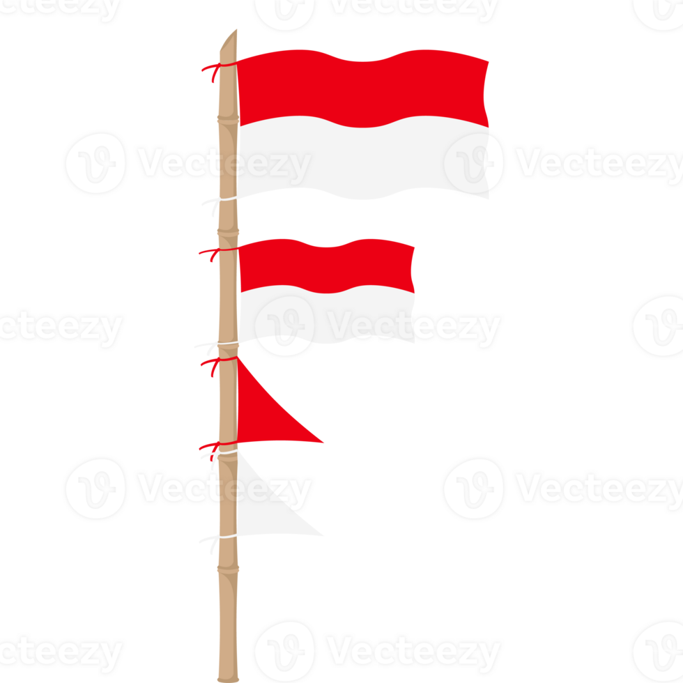 the red and white flag flutters on a bamboo pole png
