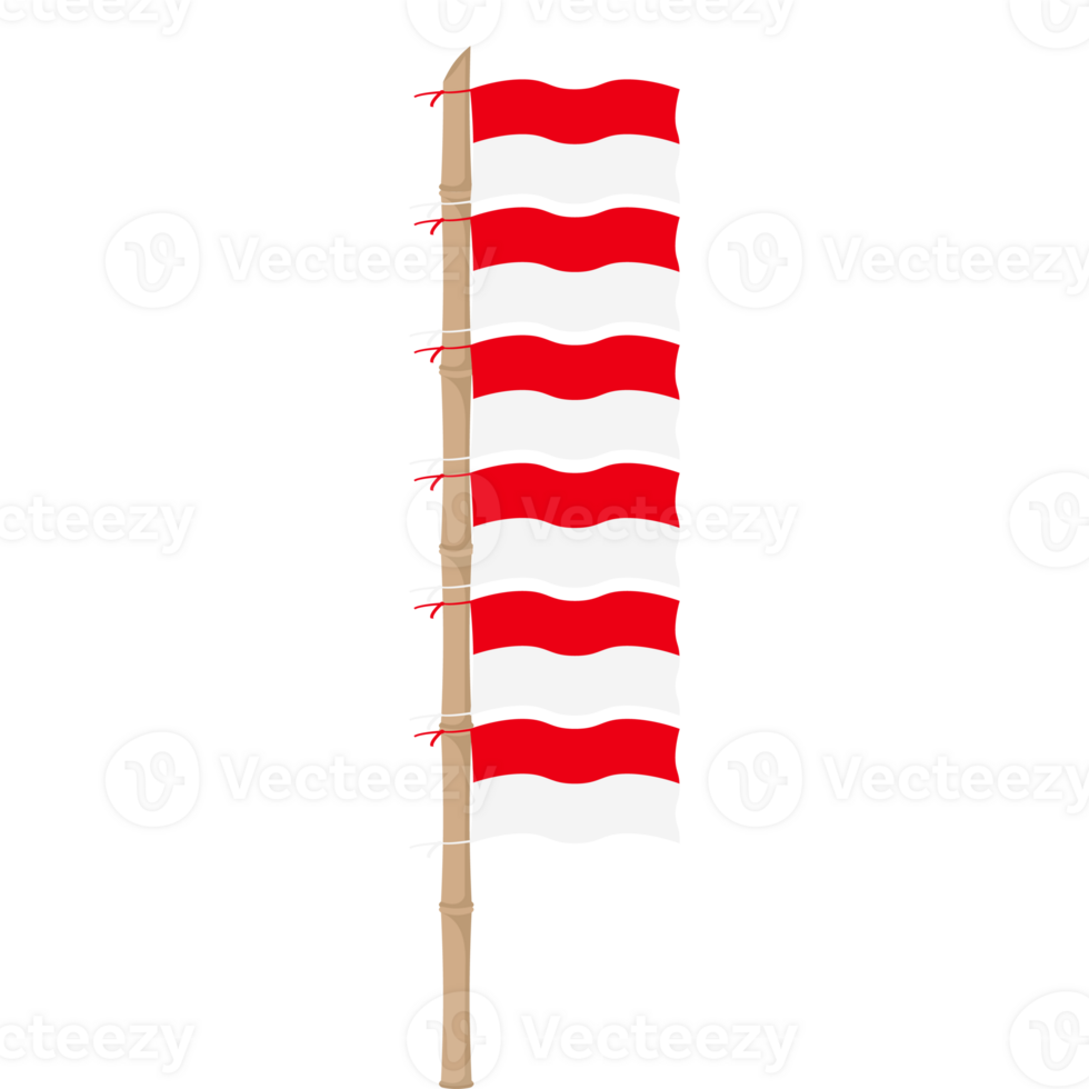 the red and white flag flutters on a bamboo pole png