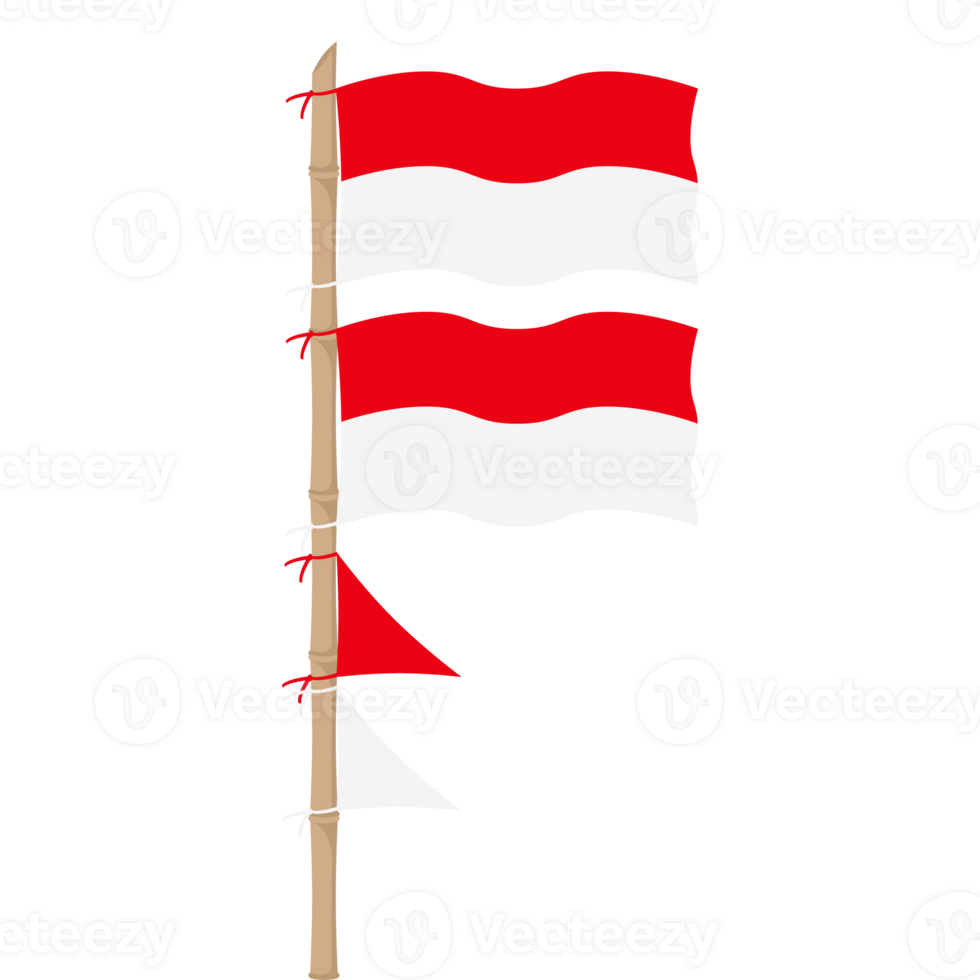 the red and white flag flutters on a bamboo pole png