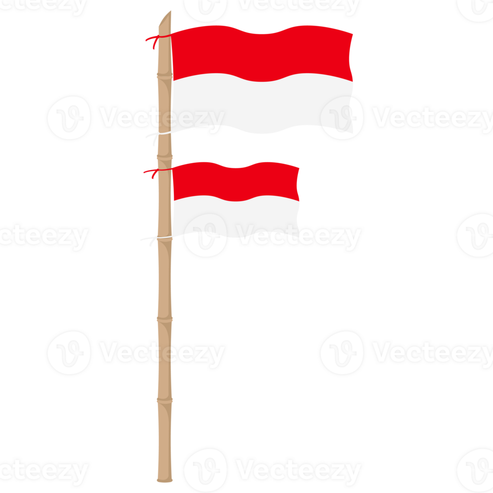 the red and white flag flutters on a bamboo pole png