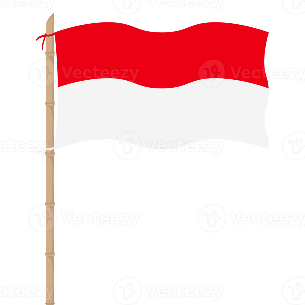 the red and white flag flutters on a bamboo pole png