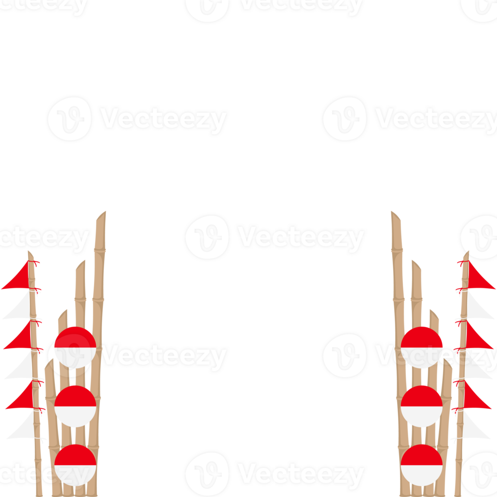 the bamboo gate is decorated with fluttering red and white flag ornaments png