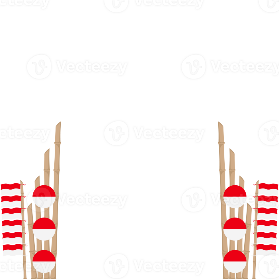 the bamboo gate is decorated with fluttering red and white flag ornaments png