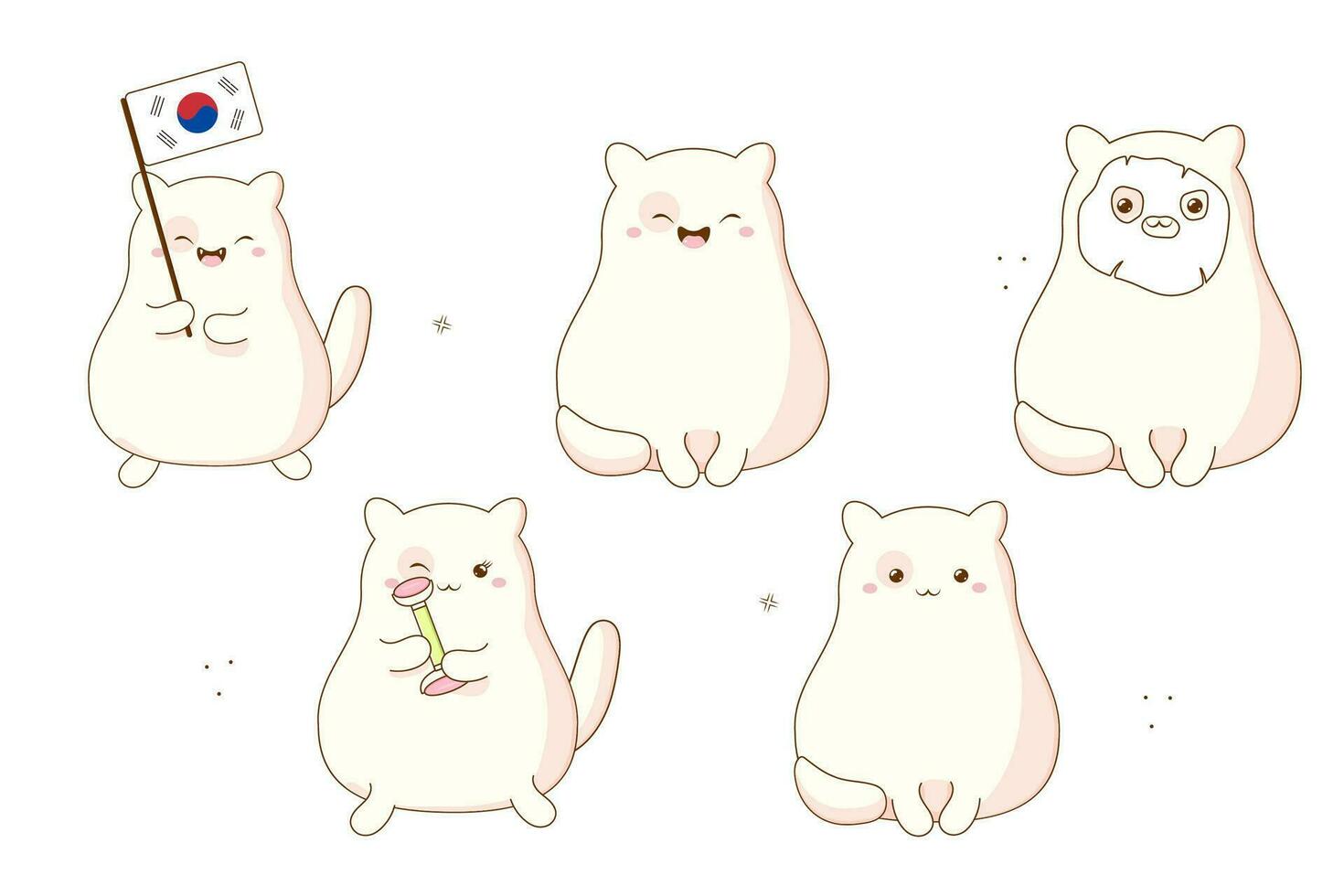 clipart gatos coreano linda kawaii vector ilustración